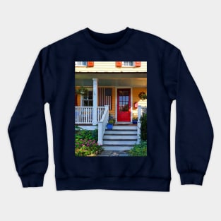 Mendham NJ - Porch With Wooden American Flag Crewneck Sweatshirt